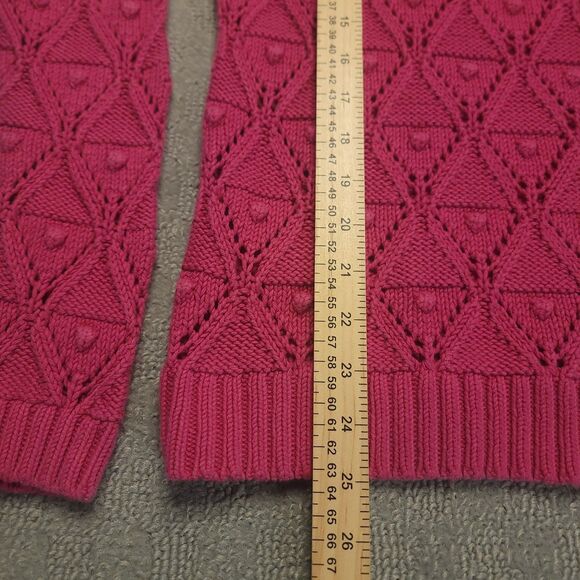 Tommy Hilfiger Women's M Sweater Thick Open Knit Cable Pink Pullover Sweatshirt - Picture 5 of 7